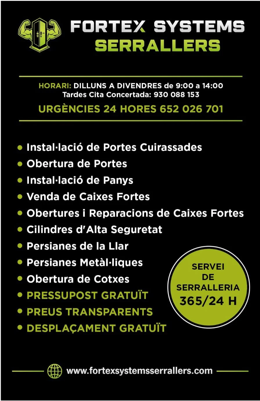Vehículo FORTEX SYSTEMS SERRALLERS rotulado para servicio de cerrajería a domicilio en Mataró